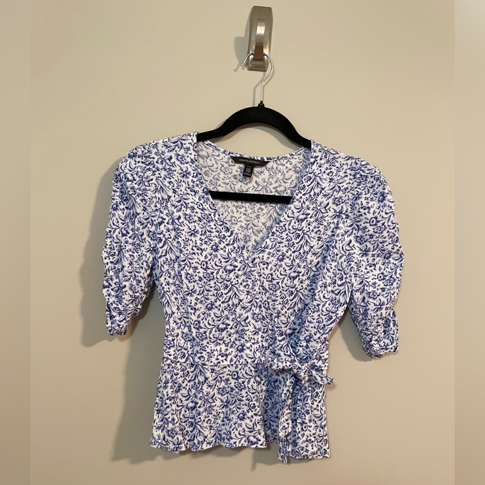 BANANA REPUBLIC XXS-P Blue Ecovero Wrap Top